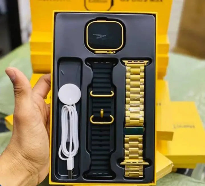 Hk9 Ultra Golden Edition Big 2.2 Infinite Display Smart Watch.